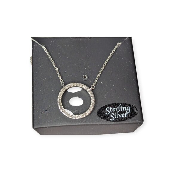 NWT RH Macy & Co Bridge Diamond Circle Pendant 925 Sterling Silver 1/4 CT - Picture 6 of 8